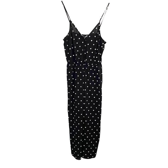 H&M Black & White Polka Dot Jumpsuit Wide Leg Elastic Waist Women's Size 8 - Picture 1 of 8
